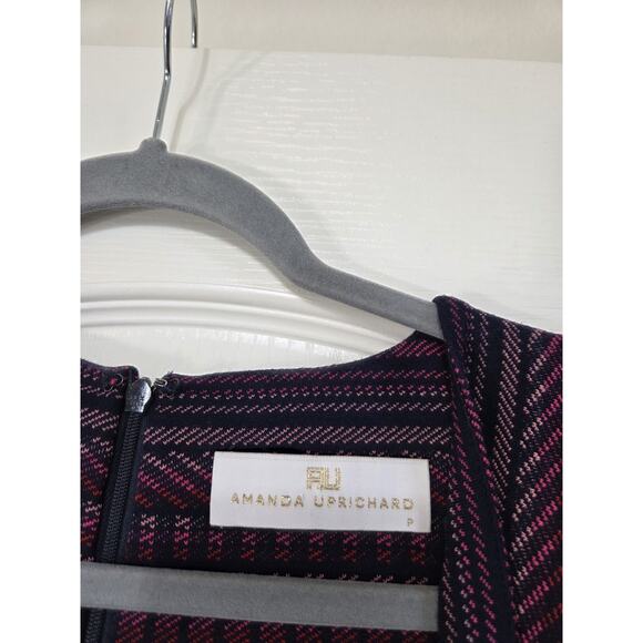 Amanda Uprichard Paxton Juniper Stripe Purple Plunge V-Neck Mini Knit Dress, XS - Picture 3 of 12